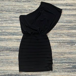 B. Darlin Black one shoulder mini dress.